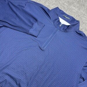 Turtleson Pullover Mens 2XL Blue Polka Dot 1/4 Zip Mock Neck Golf Top Layer